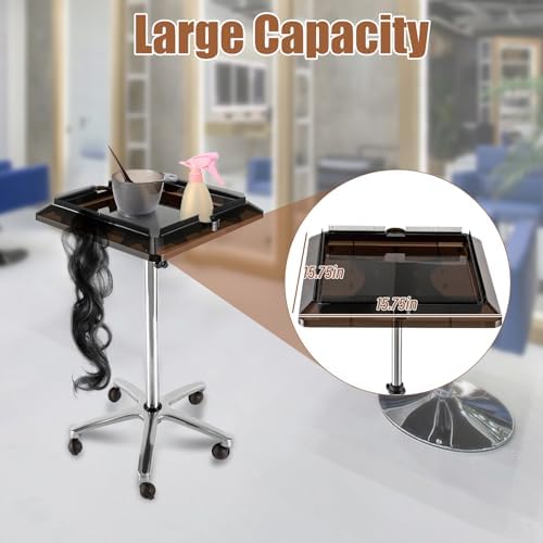 Hair Extension Holder, Rolling Salon Hair Extension Tool, Stainless Steel Tray Cart Height Adjustable, Removable Hair Extension Tool Tray with Wheel, Rolling Salon Tray Cart Black - Image 6
