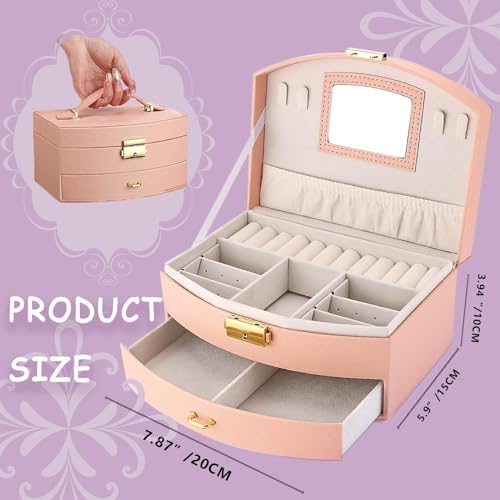 Princess Jewelry Box for Girls with Hair Accessories,Girls Hair Clips Bows Set, Fashion Hair Styling Kit with Mirror,Pink Sparkle Trinket Box Includes Hair Clips - Image 5