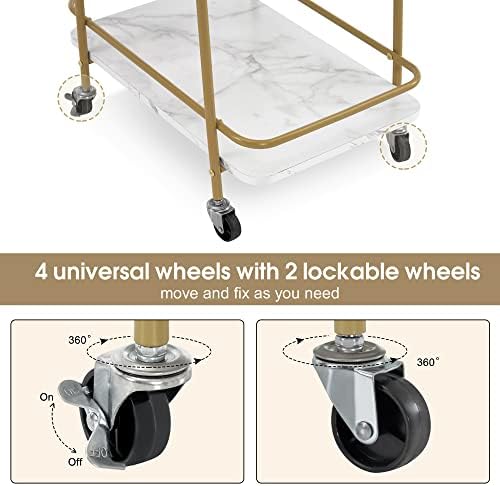 BarberPub 3-Tier Salon Trolley Cart, Heavy-Duty Metal White 2072 - Image 6