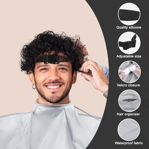 Fade Haircut Guide for Men, Self Haircut Kit for Men, Include Hair Cutting Guide & Cape Umbrella & Comb, Neckline Shaving Templat, DIY Hair Cutting Accessories Tools for Home (Black) - Image 3