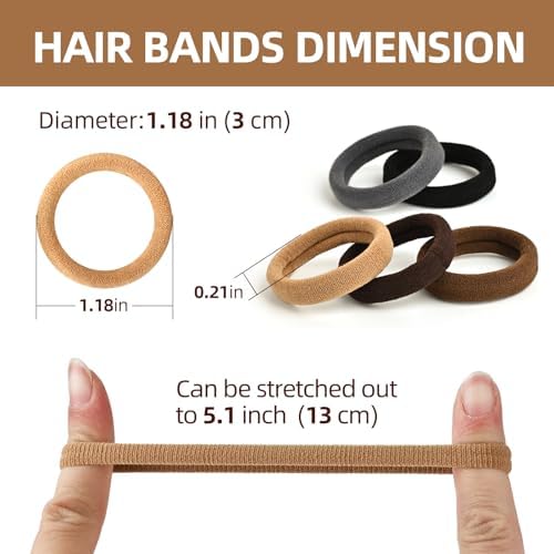 50PCS Hair Ties for Thick Hair, Seamless Cotton Ponytail Holders - Image 4