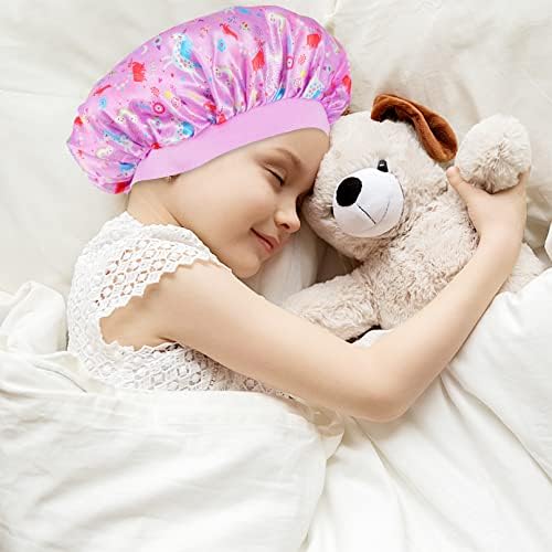 4PCS Kids Satin Bonnet Child Sleeping Cap, Soft Silk Bonnet, Unicorn - Image 5