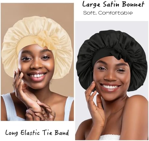 my novel things 3Pcs Satin Bonnets Silky for Sleeping Women with Tie Band - Image 4