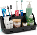 GFWARE Black Toothbrush Holder - 7 Slots Bathroom Organizer Countertop with Drainage Matte Black Electric Toothbrush and Toothpaste Holder for Bathroom Accessories Organization Vanity Sink Storage by GFWARE