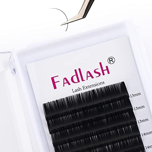 Eyelash Extension Mixed Tray D Curl Lash Extensions 13-16mm Premium Silk Classic Lash Extensions Matte Black Professional Eyelashes Extension Semi Permanent Eyelashes (0.15-D, 13-16mm) by FADLASH