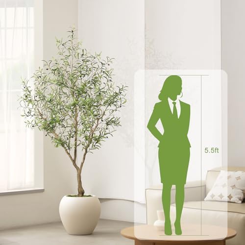 LYERSE Faux Olive Tree 7ft with Thick Lifelike Branches, Realistic Leaves - Image 6