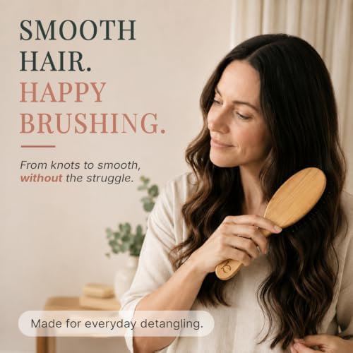 Detangler Bristle Bamboo Hair Brush - For Women, Men, and Kids, Versatile for Wet or Dry Hair, Use With Hair Products - Image 6