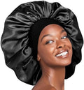 Red by Kiss Reversible Silky Satin Hair Cap Hair Bonnet with Wide Edge Double Wear Cap, Super Jumbo (Black) by REDbyKISS