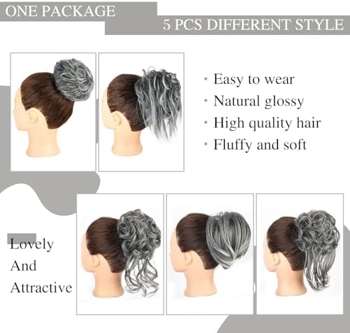 HMD 5 Pieces Messy Hair Bun Hairpiece Tousled Updo for Women - Image 2