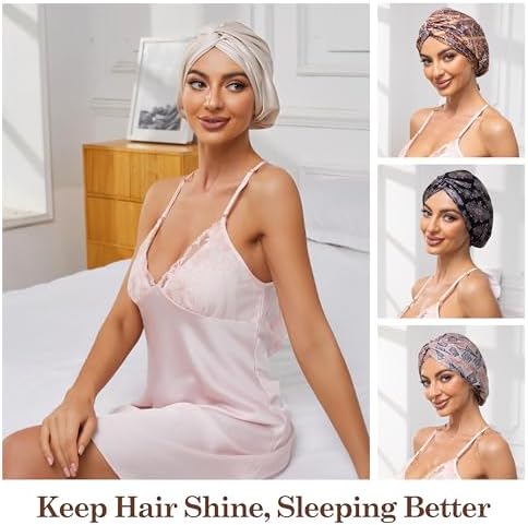 Champagne Adjustable Silk Bonnet Satin Curly Hair Wrap for Sleeping Women - Image 6