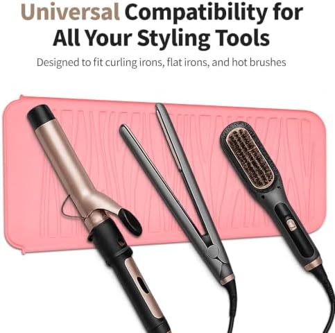 Silicone Heat Resistant Travel Pouch for Hot Hair Styling Tools - Straightener, Crimping Iron, Curling Wand, Flat Iron, and Waving Iron (Light Pink) 1 Pack - Image 4