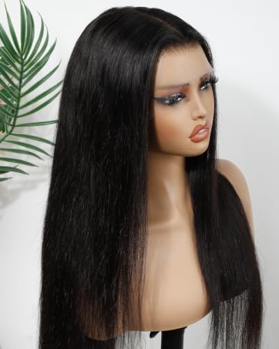 BEEOS 13x6 Full Frontal HD Lace Wig 180% Density, Pre-Plucked Straight Human Hair Wig Bleached Knots 20 Inch Ultra-fitted Cap Design - Image 4