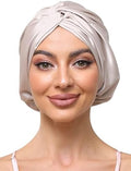 Champagne Adjustable Silk Bonnet Satin Curly Hair Wrap for Sleeping Women by KAAHYNNO