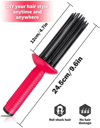 Hair Fluffy Curling Roll Comb,Styler For Curly Hair Hair Care And Styling,Antislip Curling Wand Hairstyling Tools Curly Hair Styling Tools,Hair Root Fluffy Comb,1/2 PACK - Image 3