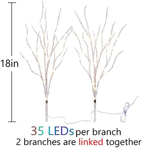 Birchlitland Lighted Birch Branches Battery Operated 18IN 70 LED 8 Function, White or Multiple Colors, Artificial Decorative Branch Lights for Home and Holiday Decoration Indoor Outdoor - Image 2