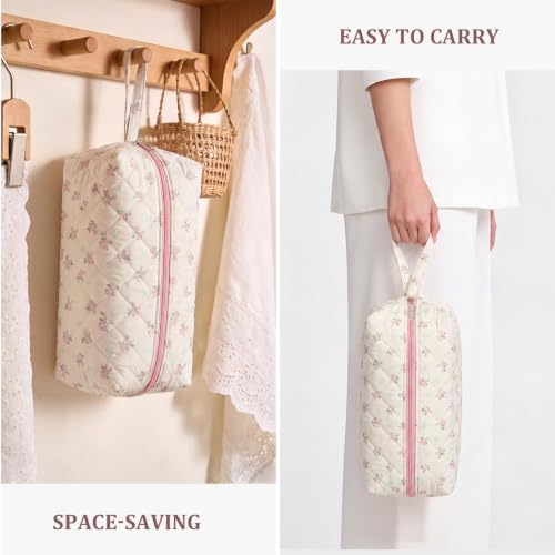 Travel Hair Tool Bag Compatible with Dyson Airwrap and Shark Flex Style Carrying Case, Floral Portable Hair Dryer Bag Organizer (Pink Flower A) - Image 4