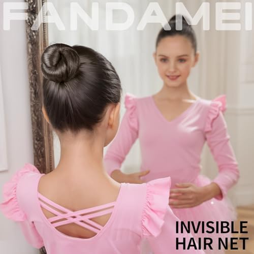 FANDAMEI 6 PCS Hair Bun Makers for Kids, 10 Invisible Bun Nets for Ballet Girls, 3PCS Extra Small 3PCS Small Donut Buns for Hair Kids, Bun Makers Hair Nets for Buns with 5 Elastics 20 Pins (Black) - Image 5
