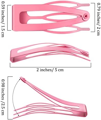 Chinco Pink 24 Pcs Double Grip Hair Metal Snap Clips,2 Inch - Image 2