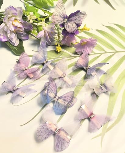 Purple Hair Decoration Butterfly Clip-Moving Butterfly Hair Clips for Girls (Purple-10PCS) - Image 5