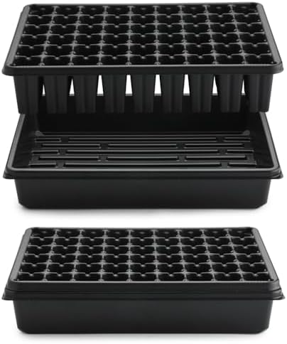 RooTrimmer 5 Pack Seedling Starter Trays No Holes and 5 Pack 54 Cell Seed Starter Trays Extra Deep 2.8" - Heavy Duty Plastic Nursery Trays for Seed Germination & Plant Propagation (5 Sets) - Image 2
