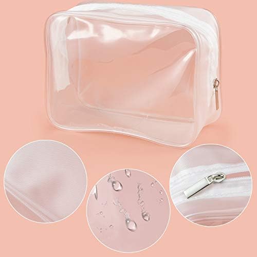 Wobe 5 Packs Clear Cosmetics Bag TSA Approved, PVC Zippered Toiletry Carry Pouch Portable Makeup Bag for Vacation Travel, Bathroom and Organizing Waterproof Makeup Vinyl Case (Large, White) - Image 3