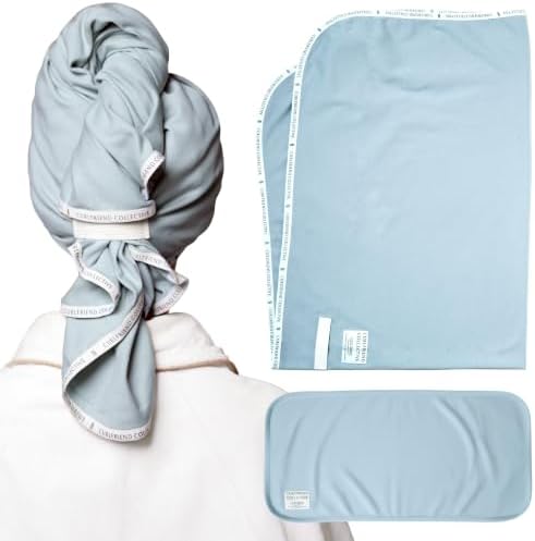 Curlfriend Collective Cotton Cloud T-Shirt Hair Towel Duo, Cerulean by CurlfriendCollective