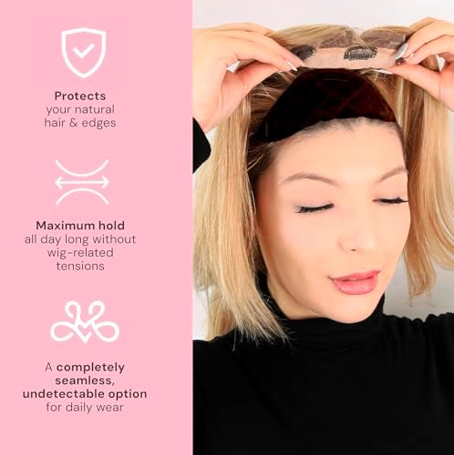 MILANO COLLECTION Glueless Top Grip for Hair Topper & Wiglets, Adjustable Translucent Strap with Side Openings, Top Headband for Your Wig or Topper, Includes Clips, Brown, Medium - Image 5
