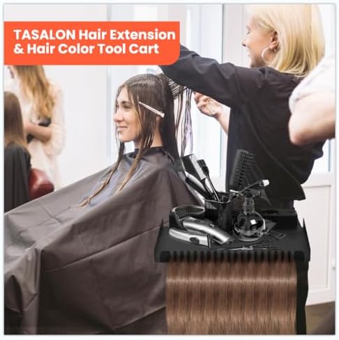 TASALON Black Salon Rolling Tray Cart on Wheels, Portable Braiding Hair Rack with Magnetic Hair Dye Bowls, Heat-Resistant Tool Rack for Salon Storage, Rolling Tool Cart & Hairstylist Station Organizer - Image 7