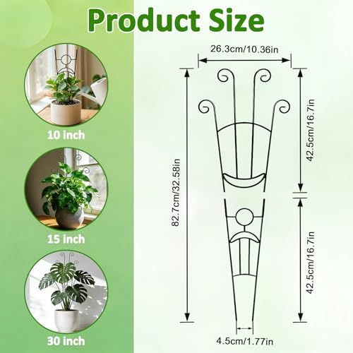 Monstera Plant Support - 32.6 Inch Tall Trellis with 2 Pack Plant Stakes for Your Large Climbing Monstera Deliciosa | Indoor Plant Climbing Frame for Potted Growth - Image 4