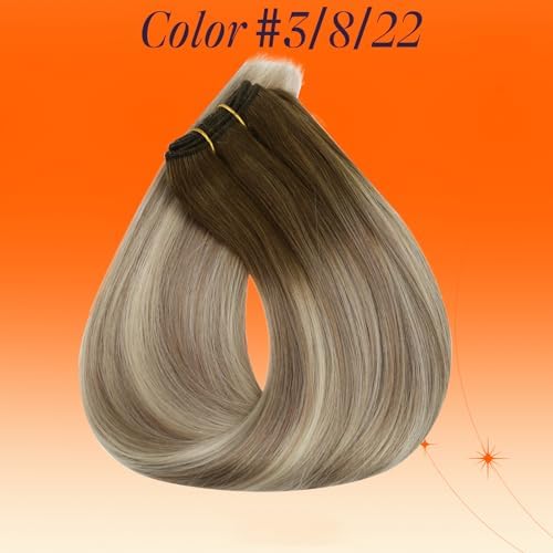 Full Shine Weft Hair Extensions Human Hair Balayage Brown 14 Inch 100g - Image 2