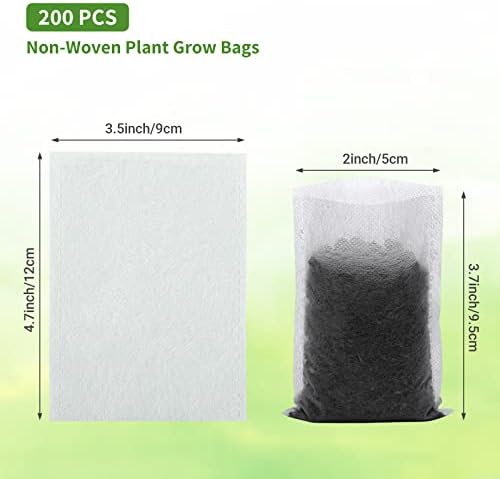 GREANER 200PCS Plant Nursery Bags, 3.5"x4.7" Biodegradable Non-Woven Fabric Plant Seeding Grow Bags, Vegetables Fabric Plant Seedling Pots, Transplant Pots Grow Pouch, Home Garden Supply - Image 2