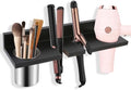 Hair Tool Organizer for Bathroom – Wall Mounted Hair Dryer Holder with Heat-Resistant Cups, Curling Iron & Straightener Rack, Blow Dryer Organizer for Vanity or Wall (Black) by SLLPLUS