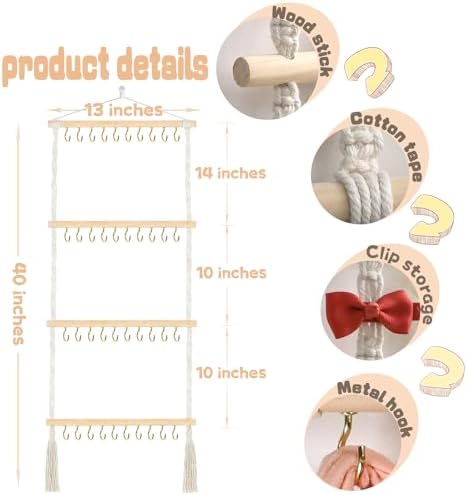 ALinmo Headband Holder Head Bands Organizer for Girls, Baby Headbands Hair Accessories Organizer Storage Wall Hanging Decor for Nursery Toddler Girls Room - Image 2