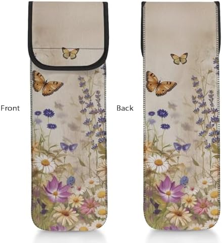 Flashideas Daisy Butterfly Flat Iron Case Curling Iron Organizers and Storage with Pocket Heat Resistant Neoprene Curling Iron Holder Universal Curling Iron Cover Sleeve Hot Tools Travel Bag - Image 7