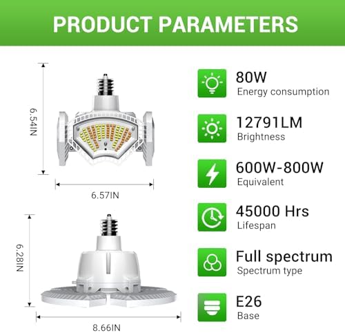 80W LED Grow Light Bulb for Indoor Plants, Full Spectrum - Image 2