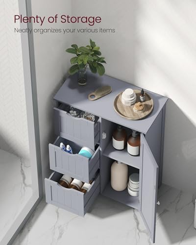 VASAGLE Bathroom Floor Storage Cabinet, 3 Drawers, Dove Gray - Image 4