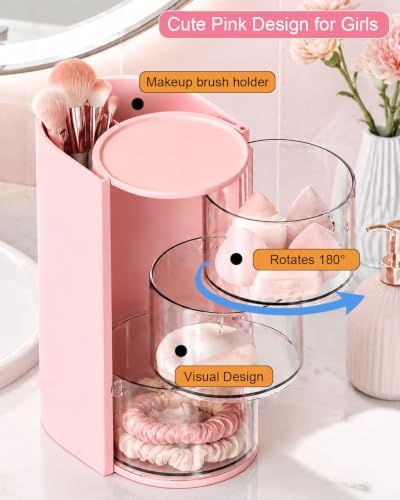 Rotatable 3-layer Hair Accessories Organizer with 200 Hair Ties - Image 2