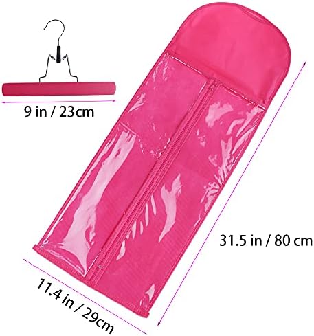 1 Pack Extra Long Hair Extension Holder Wig Storage Bag with Hanger Hairpieces Ponytail Bundles Storage Carrier Case for Store Style Hair Travel Hair Extensions Bag Pink Color - Image 3