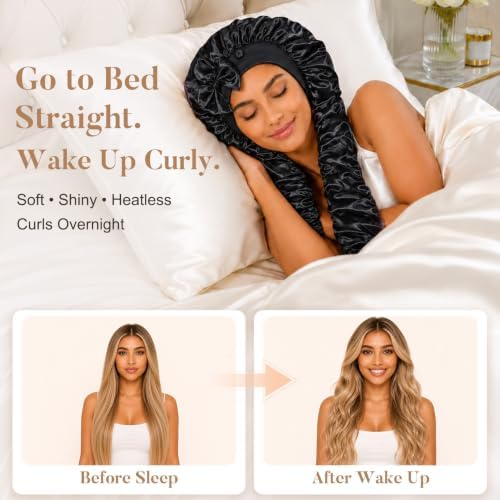 Bonnet for Braids Long Hair Double Layer Silk Satin Bonnet Bounce Curl Caps Women Sleeping Samurai Wrap Hair Hose Cap 2 in 1 - Image 6