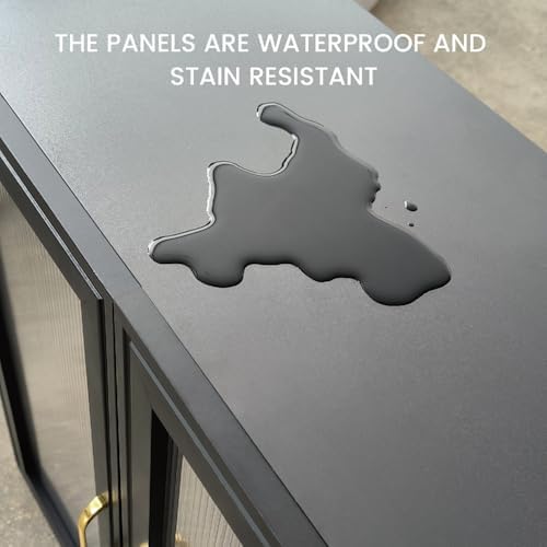 Furnaza Black LED Wall Storage Cabinets with Adjustable Shlelf - Image 6