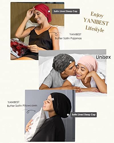 YANIBEST Slouchy Beanie Hat Satin Lined Sleep Cap Chemo Headwear Caps - Image 5