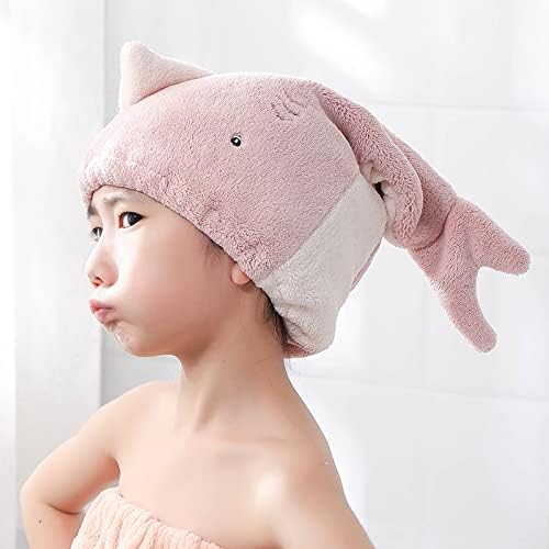 Hair Drying Towel for Kids Girls, Cute Cartoon Absorbent Quick Drying Bath Wrap Set for Bathing, Spa, Swimming Pool, Soft Microfiber Cap for Curly Long & Wet Hair, Pink - Image 4