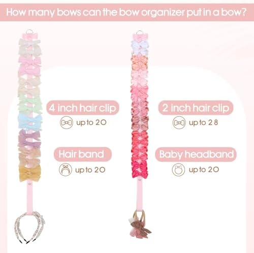 POVETIRE 6PCS Bow Holder Bows Organizer for Girls Hair Clips Storage - Image 3
