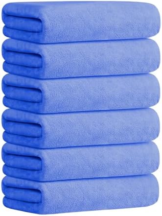JML Microfiber Bath Towels Set with Hanging Loop, 27" x 55", 6 Pack, Blue - Image 2