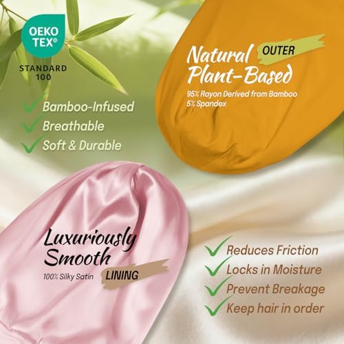 Large Satin Bonnet for Men Sleeping, Dreadlocks Loc Cap for Curly Wave Long - Image 2