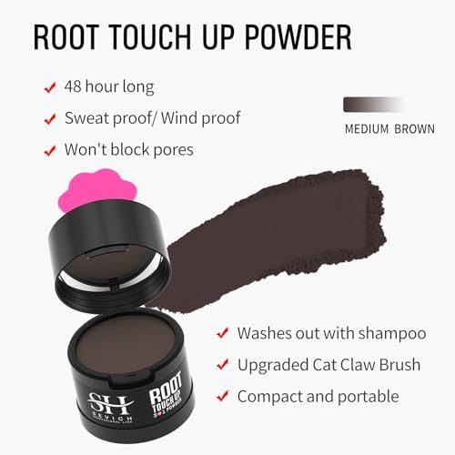 Sevich Hairline Powder 2.0，Instantly Conceals Hair Loss, Root Touch up Powder, Hair Shadow Toppers for Women & Men Thinning Gray Hair, Windproof & Sweatproof, 48H Makeup Lasting, Medium brown - Image 4