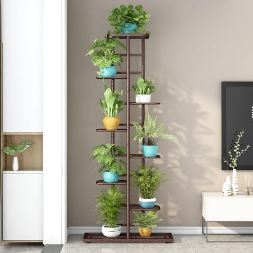 LINZINAR 8 Tier Plant Stand Indoor Outdoor Metal Flower Pot Display Shelf - Image 3