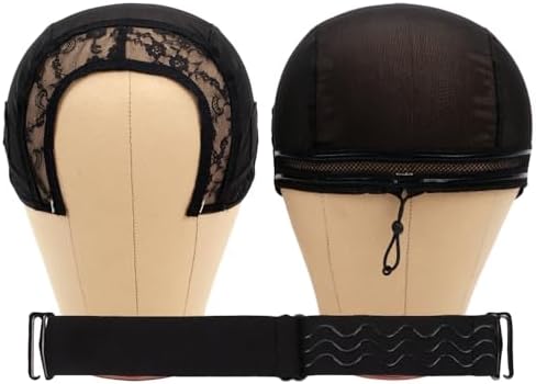U Part Wig Cap with Drawstring & Anti-Slip Elastic Band Set by Ecojunmi