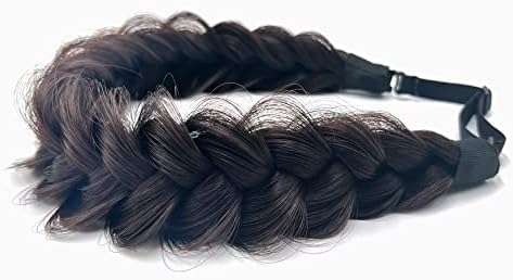 Synthetic Hair Braided Headband Classic Wide Strands Wedding Disorderly Fluffy Braids Wig Band Women Beauty Accessory by TOECWEGR