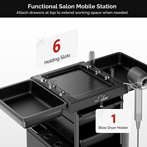 Hair Cart Organizer with Wheels 6 Drawers, Locking Salon Rolling Cart Utility Caddy for Hair Stylist Barber, Mobile Tattoo Hairdresser Storage Station Hairstylist Trolley Hot Tools Holder - Image 2